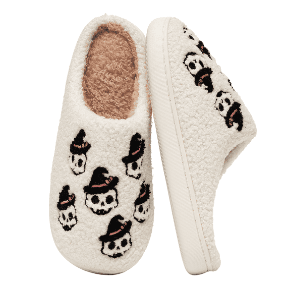 BERANMEY Halloween Slippers for Women Perfect Soft Plush Comfy Warm Slip-On Cute Womens Slippers Indoor Fluffy House Slippers for Women and Men Non-slip Fuzzy Flat Slides