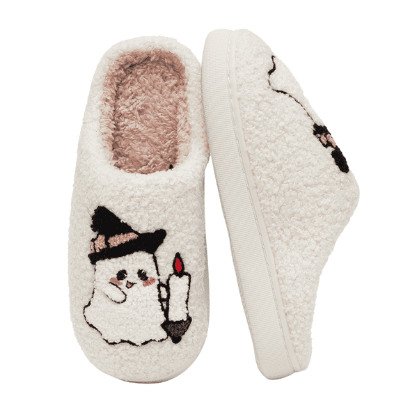 BERANMEY Halloween Slippers for Women Perfect Soft Plush Comfy Warm Slip-On Cute Womens Slippers Indoor Fluffy House Slippers for Women and Men Non-slip Fuzzy Flat Slides
