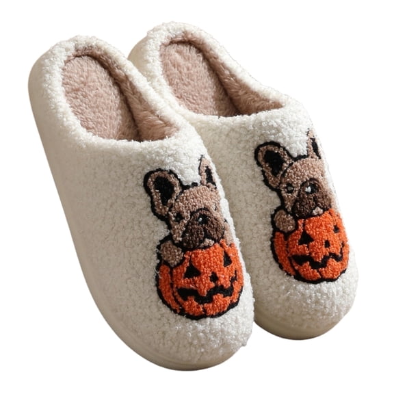 BERANMEY Halloween Slippers for Women Perfect Soft Plush Comfy Warm Slip-On Cute Womens Slippers Indoor Fluffy House Slippers for Women and Men Non-slip Fuzzy Flat Slides