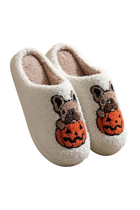 Halloween Slippers for Women Perfect Soft Plush Comfy Warm Slip-On Cute Womens Slippers Indoor Fluffy House Slippers for Women and Men Non-slip Fuzzy Flat Slides