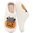 thumbnail image 1 of BERANMEY Halloween Slippers for Women Perfect Soft Plush Comfy Warm Slip-On Cute Womens Slippers Indoor Fluffy House Slippers for Women and Men Non-slip Fuzzy Flat Slides, 1 of 9