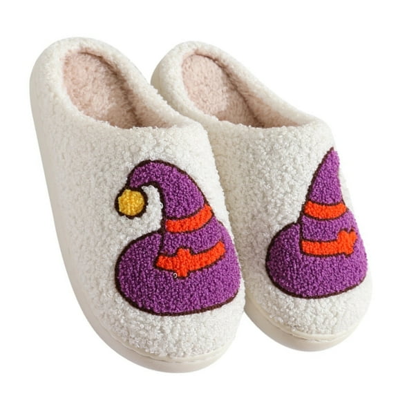 BERANMEY Halloween Slippers for Women Perfect Soft Plush Comfy Warm Slip-On Cute Womens Slippers Indoor Fluffy House Slippers for Women and Men Non-slip Fuzzy Flat Slides