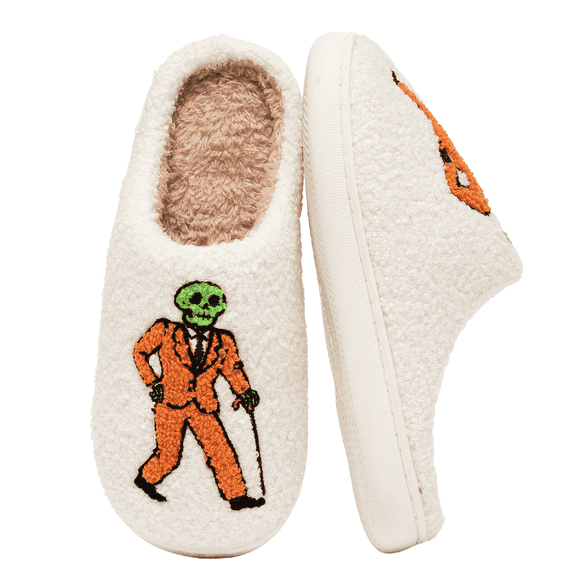 BERANMEY Halloween Slippers for Women Perfect Soft Plush Comfy Warm Slip-On Cute Womens Slippers Indoor Fluffy House Slippers for Women and Men Non-slip Fuzzy Flat Slides