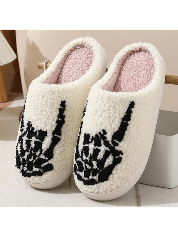Halloween Slippers for Women Perfect Soft Plush Comfy Warm Slip-On Cute Womens Slippers Indoor Fluffy House Slippers for Women and Men Non-slip Fuzzy Flat Slides