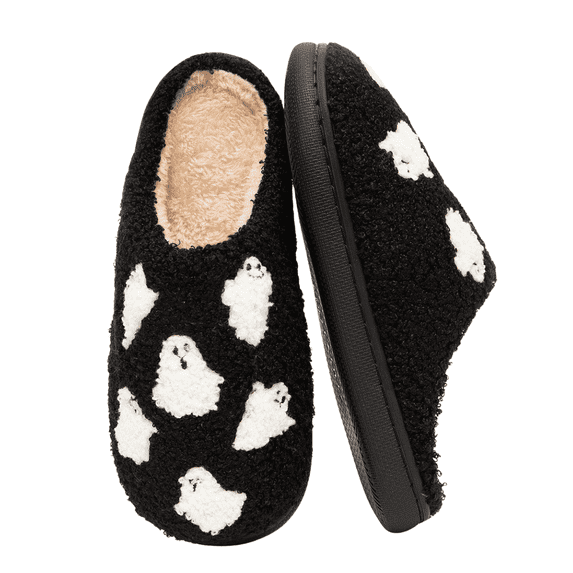 BERANMEY Halloween Slippers for Women Perfect Soft Plush Comfy Warm Slip-On Cute Womens Slippers Indoor Fluffy House Slippers for Women and Men Non-slip Fuzzy Flat Slides