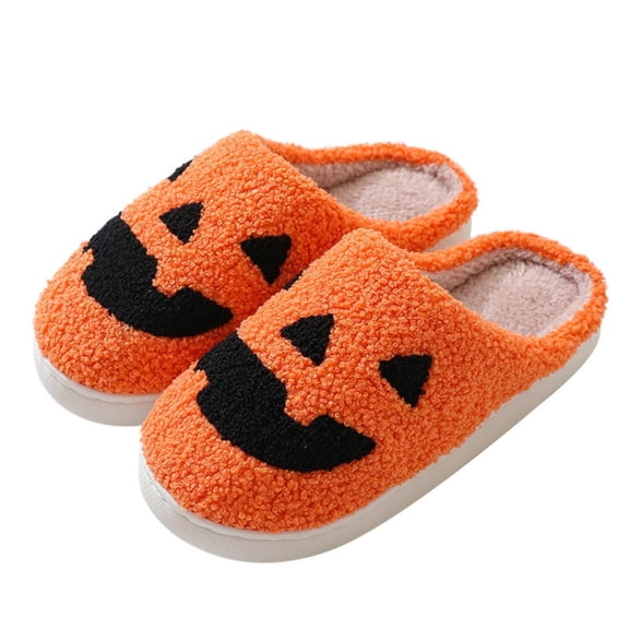 BERANMEY Halloween Slippers for Women Perfect Soft Plush Comfy Warm Slip-On Cute Womens Slippers Indoor Fluffy House Slippers for Women and Men Non-slip Fuzzy Flat Slides