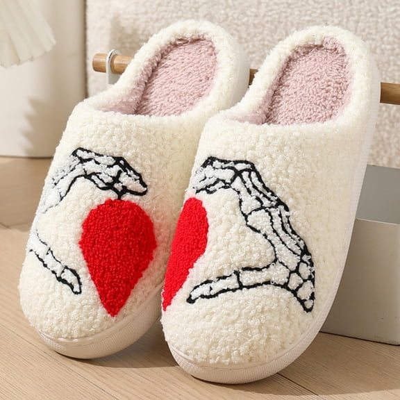 BERANMEY Halloween Slippers for Women Perfect Soft Plush Comfy Warm Slip-On Cute Womens Slippers Indoor Fluffy House Slippers for Women and Men Non-slip Fuzzy Flat Slides