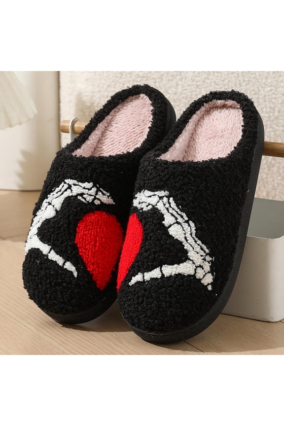 Halloween Slippers for Women Perfect Soft Plush Comfy Warm Slip-On Cute Womens Slippers Indoor Fluffy House Slippers for Women and Men Non-slip Fuzzy Flat Slides