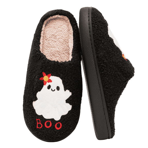 BERANMEY Halloween Slippers for Women Perfect Soft Plush Comfy Warm Slip-On Cute Womens Slippers Indoor Fluffy House Slippers for Women and Men Non-slip Fuzzy Flat Slides