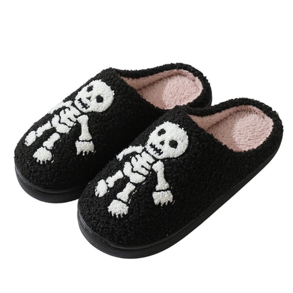 BERANMEY Halloween Slippers for Women Perfect Soft Plush Comfy Warm Slip-On Cute Womens Slippers Indoor Fluffy House Slippers for Women and Men Non-slip Fuzzy Flat Slides