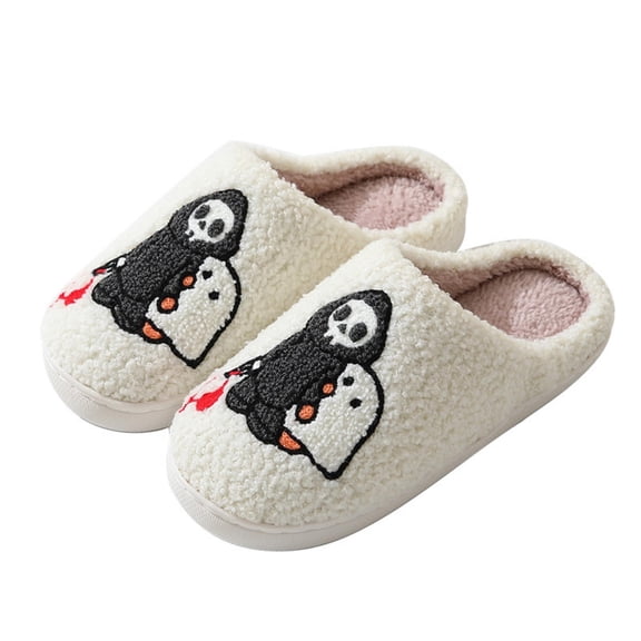 BERANMEY Halloween Slippers for Women Perfect Soft Plush Comfy Warm Slip-On Cute Womens Slippers Indoor Fluffy House Slippers for Women and Men Non-slip Fuzzy Flat Slides