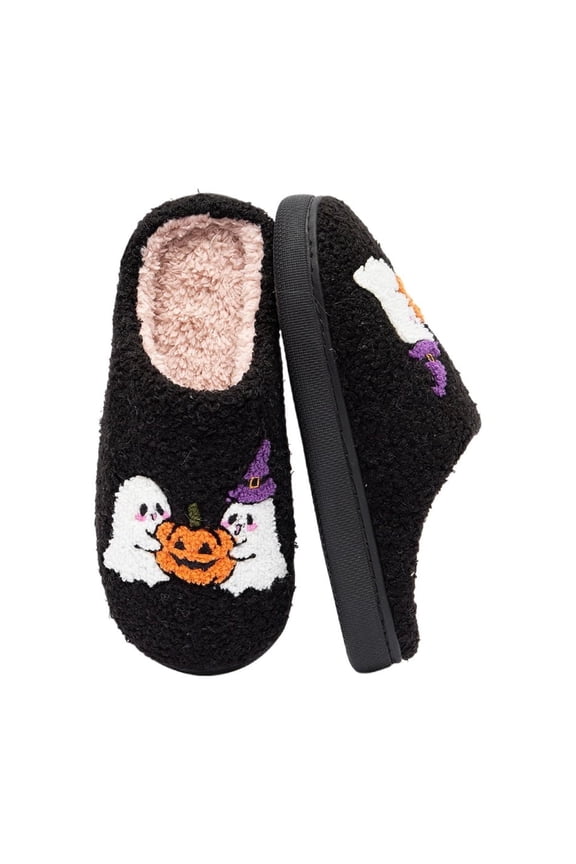 Halloween Slippers for Women Perfect Soft Plush Comfy Warm Slip-On Cute Womens Slippers Indoor Fluffy House Slippers for Women and Men Non-slip Fuzzy Flat Slides