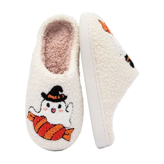 BERANMEY Halloween Slippers for Women Perfect Soft Plush Comfy Warm Slip-On Cute Womens Slippers Indoor Fluffy House Slippers for Women and Men Non-slip Fuzzy Flat Slides