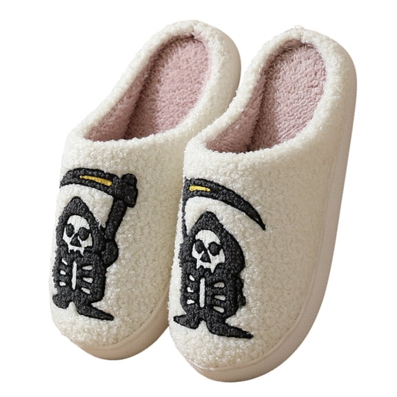 BERANMEY Halloween Slippers for Women Perfect Soft Plush Comfy Warm Slip-On Cute Womens Slippers Indoor Fluffy House Slippers for Women and Men Non-slip Fuzzy Flat Slides
