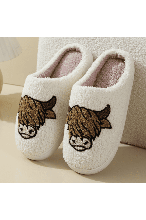 Cute Smile Cowboy Slippers for Women Perfect Soft Plush Comfy Warm Slip-On Western Boots Slippers fo Women Indoor Fluffy House Slippers for Women and Men Non-slip Fuzzy Flat Slides