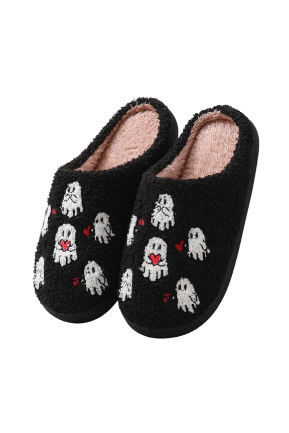 Halloween Slippers for Women Perfect Soft Plush Comfy Warm Slip-On Cute Womens Slippers Indoor Fluffy House Slippers for Women and Men Non-slip Fuzzy Flat Slides