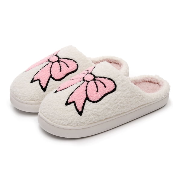BERANMEY Cute Valentine's Day Slippers for Women Soft Plush Comfy Warm Slip-On Heart Love Couple Slippers fo Women Indoor Fluffy House Slippers for Women and Men Non-slip Fuzzy Flat Slides