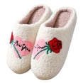 thumbnail image 1 of BERANMEY Cute Valentine's Day Slippers for Women Soft Plush Comfy Warm Slip-On Heart Love Couple Slippers fo Women Indoor Fluffy House Slippers for Women and Men Non-slip Fuzzy Flat Slides, 1 of 9