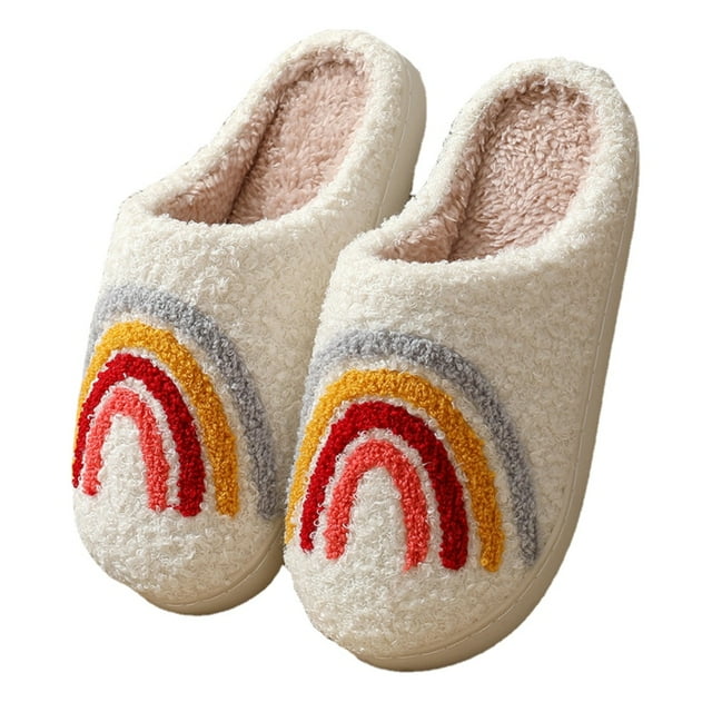 Smiley Face Slippers Kids' Fuzzy House Slippers Super Soft Plush