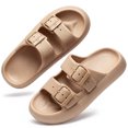 thumbnail image 1 of BERANMEY Double Buckle Adjustable Slides Sandals for Women and Men Casual Pillow Slippers for Women EVA Flat Slides Sandals, 1 of 9