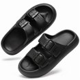 thumbnail image 1 of BERANMEY Double Buckle Adjustable Slides Sandals for Women and Men Casual Pillow Slippers for Women EVA Flat Slides Sandals, 1 of 9