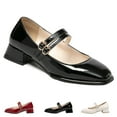 thumbnail image 1 of BERANMEY Double Buckle Mary Jane Shoes for Women PU Leather Chunky Low Block Heel Pumps Comfortable Closed Toe Dress Shoes for Wedding Office Work & Casual Outfits (Retro Vintage Style), 1 of 9