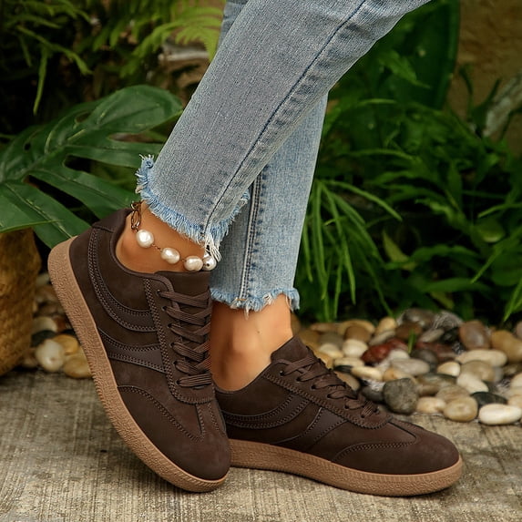 BERANMEY Fashion Sneakers for Women Cozy Lace-Up Casual Walking Shoes Trendy Womens Footwear Comfortable Womens Sneakers Stylish Shoes Women Breathable Footwear