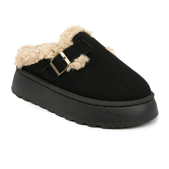 BERANMEY Fashionable Fall & Winter Thick-Soled Furry Slippers For Women Cozy Warm Cotton Booties for Women with Buckle Detail Stylish and Insulated for Indoor/Outdoor Use