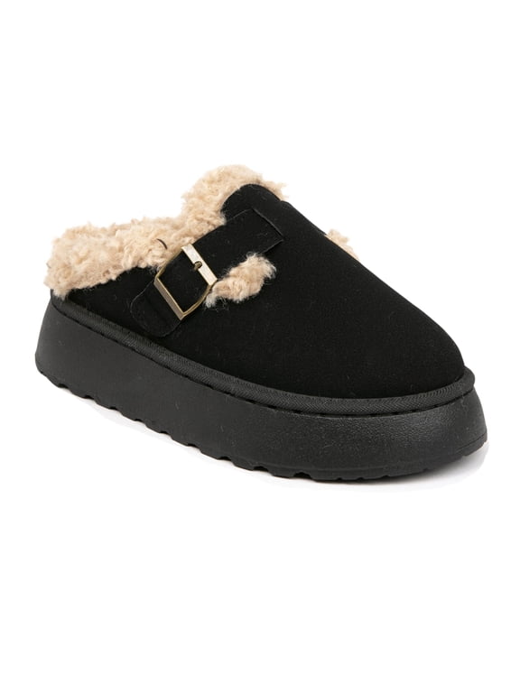 Fashionable Fall & Winter Thick-Soled Furry Slippers For Women Cozy Warm Cotton Booties for Women with Buckle Detail Stylish and Insulated for Indoor/Outdoor Use