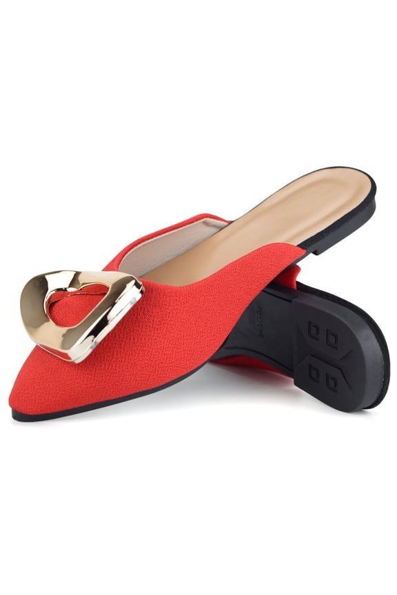 Flats for Women Slip On Ballet Flats with Metal Buckle Decor Comfortable Womens Flats Lightweight Walking Shoes Mules for Women Casual Womens Mules Dressy Office Shoes