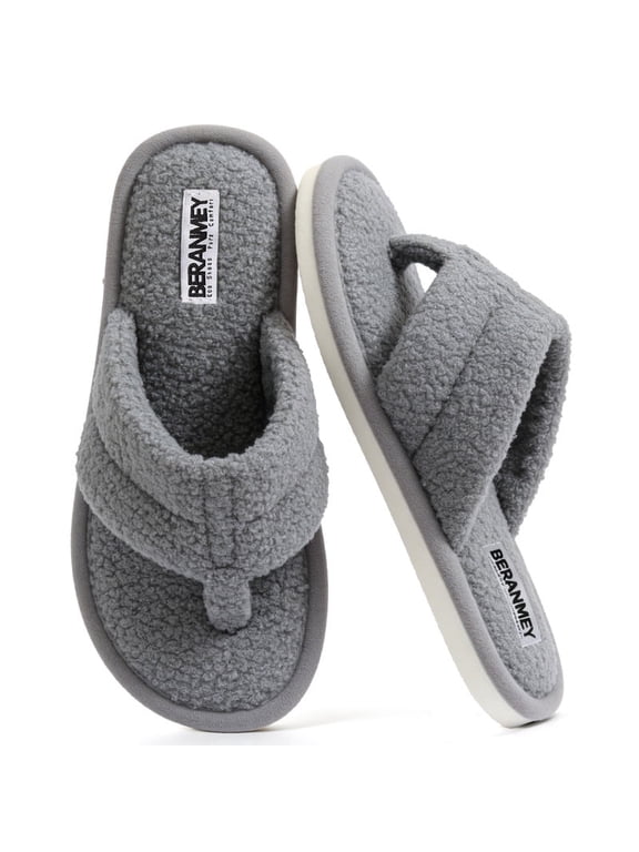 Flip Flop Slippers for Women Men Cozy Throng Open Toe Womens Slippers Slide Warm Fuzzy House Slippers Slip-on Non slip Sole Comfortable Lightweight for Indoor Outdoor Daliy Wear