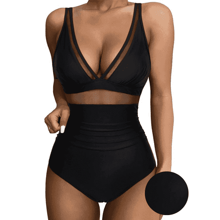 BERANMEY One-Pieces Swimsuit for Women Sexy Mesh Tummy Control One-Pieces Swimwear for Women Push Up High Waisted Swimwear Bathing Suit S-2XL