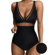 BERANMEY Floral Print Women Sexy Mesh Tummy Control One-Pieces Swimsuit for Women Push Up High Waisted One-pieces Swimwear Bathing Suit S-2XL