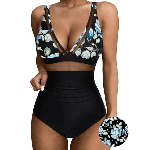 BERANMEY One-Pieces Swimsuit for Women Sexy Mesh Tummy Control One-Pieces Swimwear for Women Push Up High Waisted Swimwear Bathing Suit S-2XL
