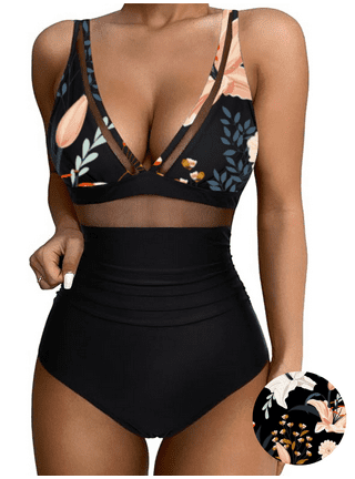 TrendVibe365 Swim Romper with Pockets One Piece Swimsuits Built In Bra and  Leggings Ruffle Sleeve V Neck Swim Jumpsuit with Pockets Bathing Suit Solid