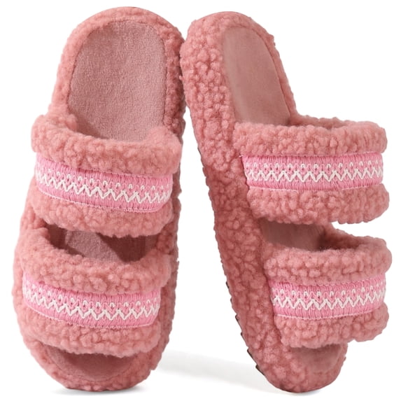 BERANMEY Fuzzy Open-toe Womens Slippers Cozy Memory Foam Indoor House Slippers for Women Best Gifts Memory Foam Anti-slip Sole Indoor/Outdoor