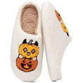 thumbnail image 1 of BERANMEY Halloween Slippers for Women Perfect Soft Plush Comfy Warm Slip-On Cute Womens Slippers Indoor Fluffy House Slippers for Women and Men Non-slip Fuzzy Flat Slides, 1 of 9