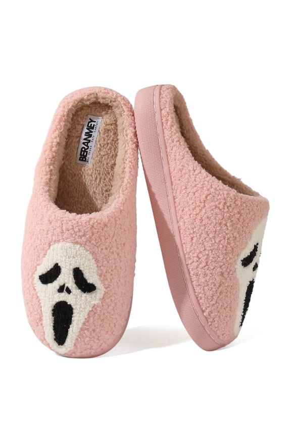 Halloween Slippers for Women Perfect Soft Plush Comfy Warm Slip-On Cute Womens Slippers Indoor Fluffy House Slippers for Women and Men Non-slip Fuzzy Flat Slides