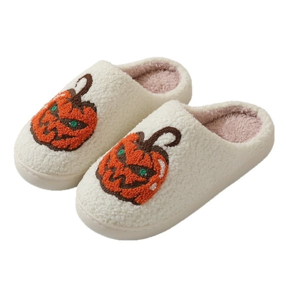 BERANMEY Halloween Slippers for Women Perfect Soft Plush Comfy Warm Slip-On Cute Womens Slippers Indoor Fluffy House Slippers for Women and Men Non-slip Fuzzy Flat Slides