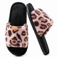 thumbnail image 1 of BERANMEY Leopard Open Toe Womens Slippers Cute Soft House Slippers for Women Men Anti-slip Thick Sole Indoor Bedroom Winter Home Slippers, 1 of 9