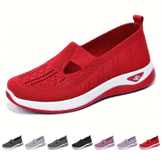 Lightweight Breathable Mesh Running Shoes Knit Comfortable Flexible Slip-On Sneakers for Women Stylish Casual Footwear f