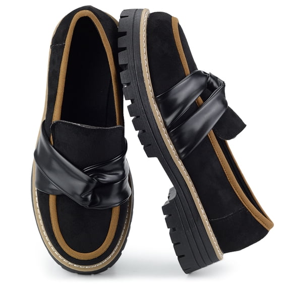 BERANMEY Loafers for Women Platform Loafers for Women Dressy Slip On Womens Loafers & Slip-Ons Comfortable Bow Design PU Leather Flats Wide Width Casual Work Shoes