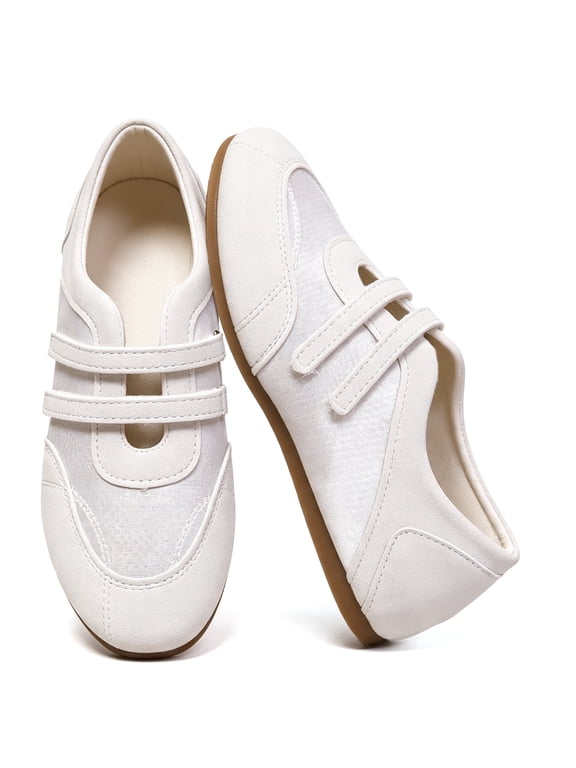 Mary Jane Sneakers for Women with Hook & Loop Strap Comfortable Casual Shoes Non Slip Flat Sole Slip On Fashion Sneakers for Daily Wear
