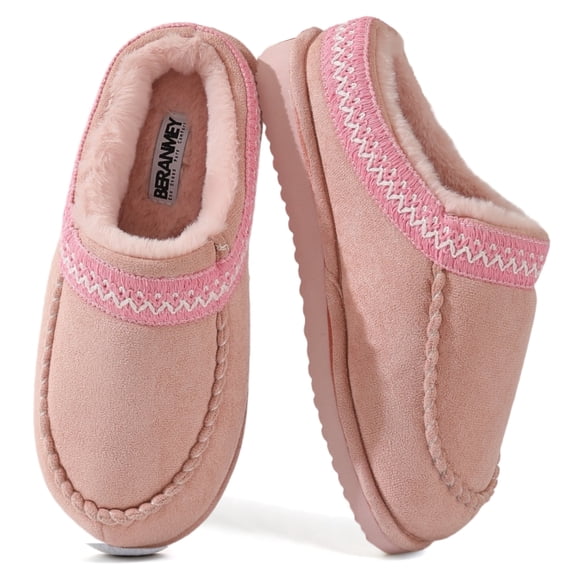 BERANMEY Moccasin Slippers for Women and Men Cozy Slip On Womens Slippers Fuzzy Platform Warm Non Slip House Slippers for Women Indoor Outdoor Short Ankle Winter Bedroom