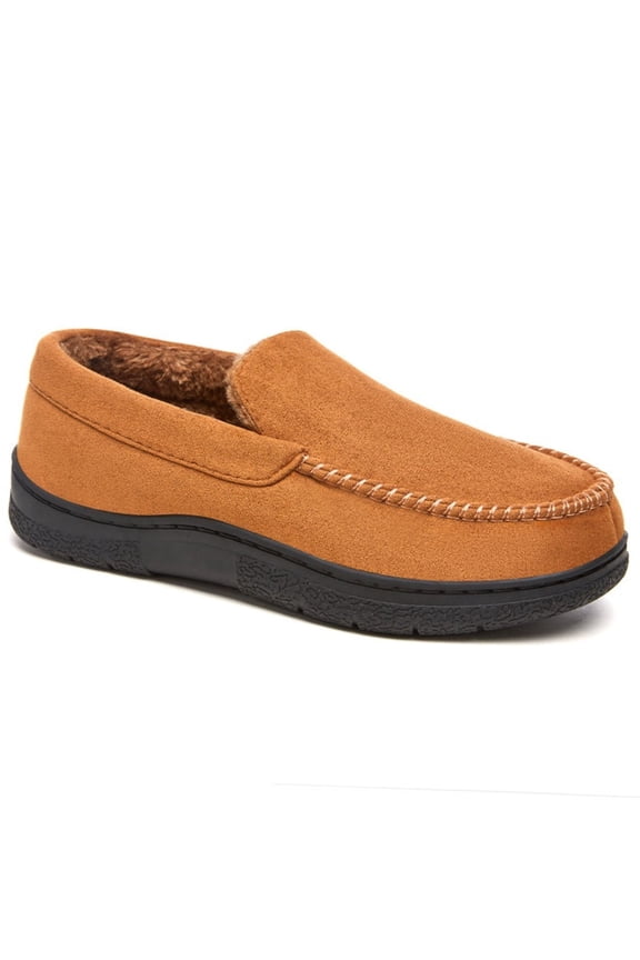 Moccasins Slippers for Men House Slippers Indoor Outdoor Plush Mens Bedroom Shoes with Hard Sole