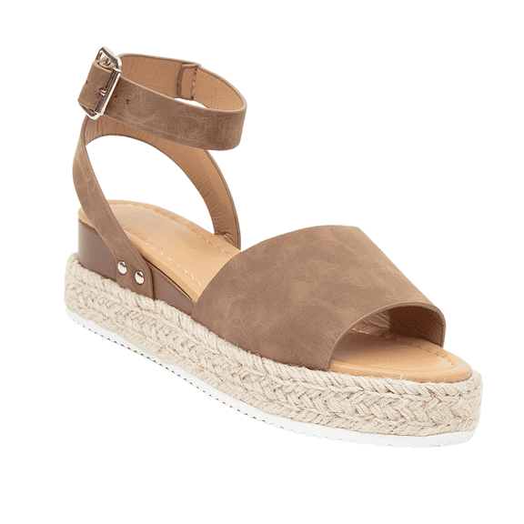 BERANMEY Open Toe Buckle Ankle Strap Espadrilles with Flatform Wedge Sandals For Women - Casual Platform Sandals Women Comfortable - Espadrilles Beach Sandals For Woman