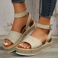 thumbnail image 1 of BERANMEY Open Toe Buckle Ankle Strap Espadrilles with Flatform Wedge Sandals For Women - Casual Platform Sandals Women Comfortable - Espadrilles Beach Sandals For Woman, 1 of 6