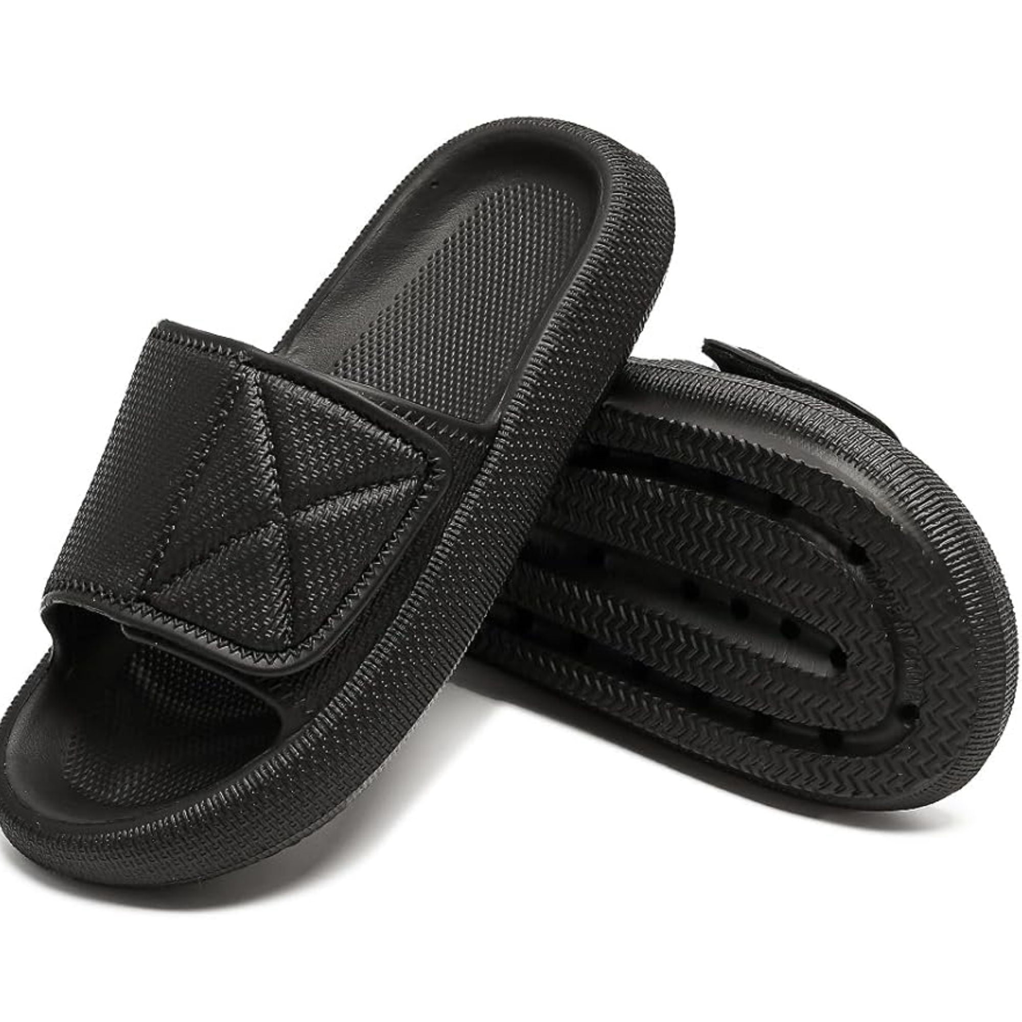 BERANMEY Pillow Sandals for Women & Men Adjustable Strap EVA Slippers Cloud Cushion Arch Support Diabetic Shoes for Shower Bathroom