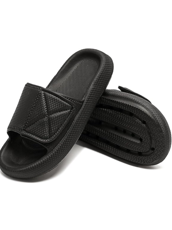 Pillow Sandals for Women & Men Adjustable Strap EVA Slippers Cloud Cushion Arch Support Diabetic Shoes for Shower Bathroom