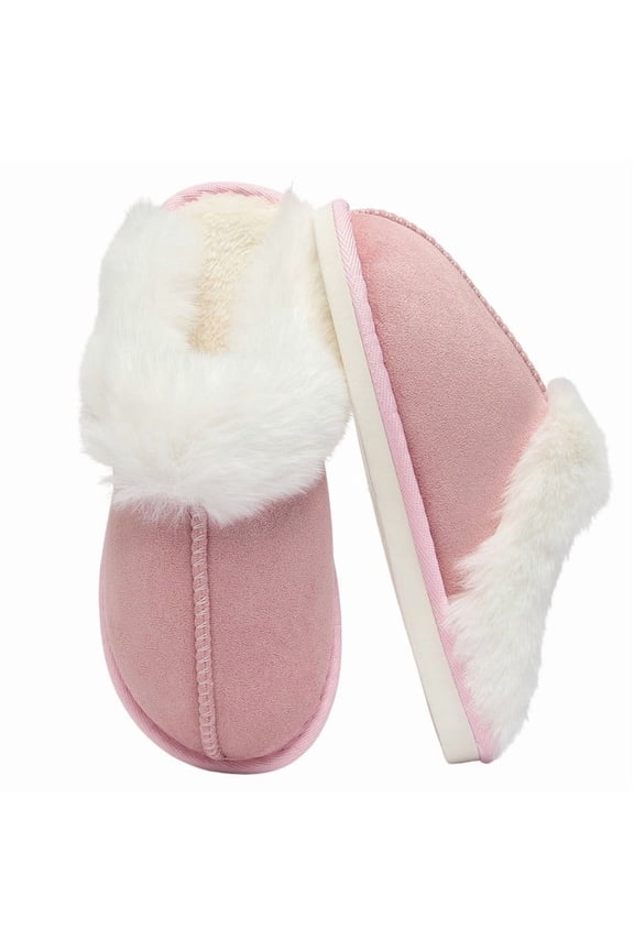 Slippers for Women Scuff Memory Foam Fuzzy Faux Fur House Slippers Bedroom Non-slip Warm Fluffy Plush Womens Slippers Unisex Slip on Anti-Skid Sole Slides